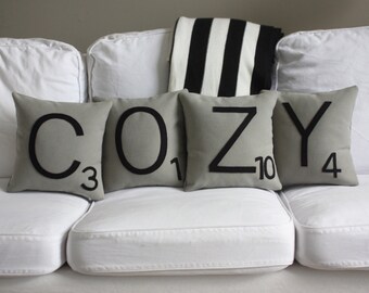 Sit Scrabble Pillows Cases Only Scrabble Tile Pillows Etsy