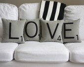 LOVE Scrabble Pillows - Inserts Included // Scrabble Tile Pillows // Letter Pillows // Large Scrabble Tiles // Decorative Pillow // Wedding