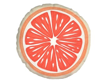 Grapefruit Pillow / Citrus Decor / Pink Pillow / Peach Pillow / Fruit Pillow / Grapefruit / Foodie Gift / Fruit Decor / Food Decor
