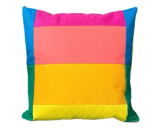 Outdoor Pillow Cover in "Pink Lemonade" Colorway / Outdoor Decor / Colorful Outdoor Pillow / Patio Deck Poolside Pillow / Bright Colors