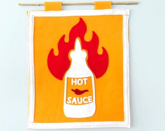 Favorite Food Flag - Hot Sauce / Hot Sauce Gift / Spicy / Spicy Food / Spicy Food Lover Gift / Chili Peppers / Spicy Themed Gift