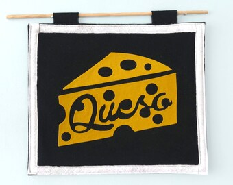 Favorite Food Felt Flag - Queso / Cheese Lover Gift / Cheese Love / Queso Gift / Food Flag / Food Wall Art / Chips and Queso / Tex Mex