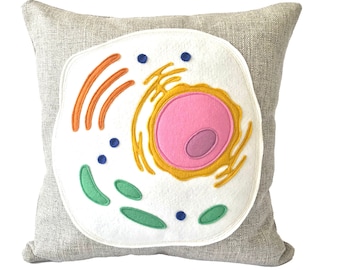 Science Diagram Pillow - Eukaryotic Cell // Science // Biology // Teacher // Medical Student // Animal Cell // Nucleus // DNA