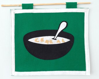 Favorite Food Felt Flag - Cereal / Cereal Lover Gift / Cereal Gift / Food Flag / Food Wall Art / Breakfast Food / Cereal Love