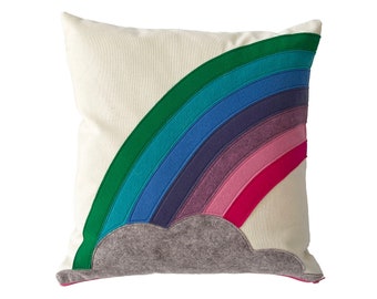 Rainbow Pillow Cover / Rainbow Pillow Case / Rainbow Pillow Nursery / Pastel Rainbow / Kids Room / Girls Room Decor / Rainbow Decor
