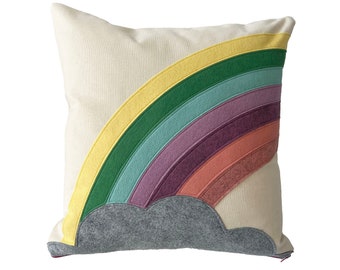 Rainbow Pillow Cover / Rainbow Pillow Case / Rainbow Pillow Nursery / Pastel Rainbow / Kids Room / Girls Room Decor / Rainbow Decor