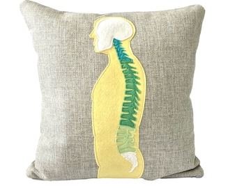 Spinal Anatomy Pillow / Spinal Cord / Vertebrae / Chiropractor / Orthopedist / Doctor / Bones / Back / Spine / Science Gift / Scientist