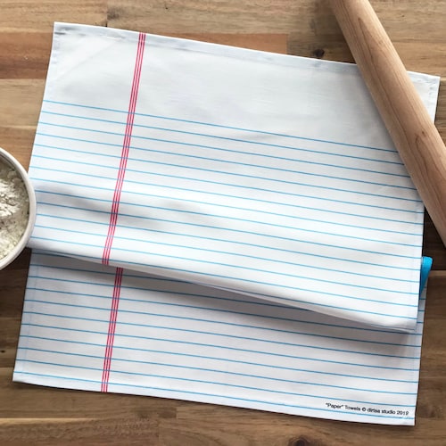 White Lined "Paper" Towel - Decorative Tea Towel / Gift for Writer / Writer Gift / Bookish Gift / Teacher Appreciation / Literary