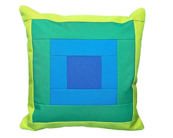 Outdoor Pillow Cover in "Land" Colorway / Outdoor Decor / Outdoor Pillow / Colorful Outdoor Pillow / Patio Deck Poolside Pillow / Blue Green