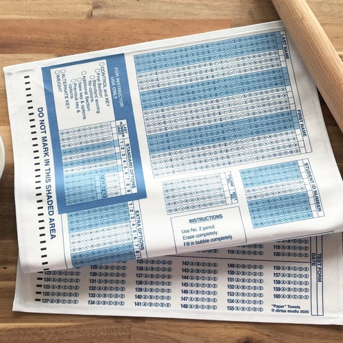 Scantron "Paper" Towel - Decorative Tea Towel // Teacher Gift // Professor Gift // Fill in the Bubble Sheet // Answer Sheet // Test