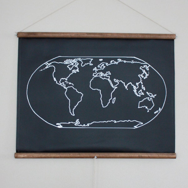 Chalkboard World Map - SMALL SIZE // Travel Map // Geography // Globe // Poster // Canvas // Homeschool Decor // Map Art // Traveler Gift