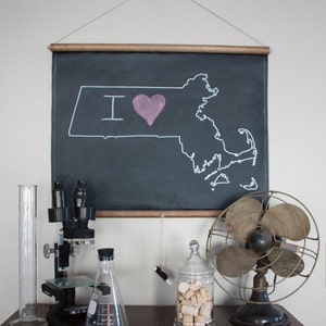 Chalkboard State Map / State Map Gift / State Outline / Moving Away Gift / Custom Map Sign / New York / New Jersey / Massachusetts image 4