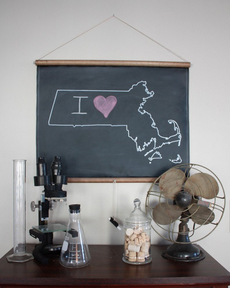 Chalkboard State Map / State Map Gift / State Outline / Moving Away Gift / Custom Map Sign / New York / New Jersey / Massachusetts image 4