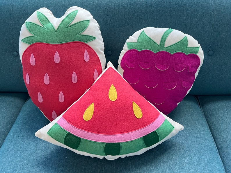 Strawberry Pillow / Strawberry Decor / Red Pillow / Fruit Pillow / Fruit Decor / Pop of Red / Food Decor / Summer Pillow / Colorful Pillow image 5