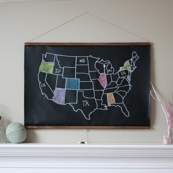 Chalkboard United States Map -- LARGE SIZE // USA Map // Classroom Decor // Homeschool Teacher // Adventure Map // Travel // Farmhouse