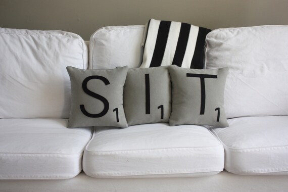Sit Scrabble Pillows Cases Only Scrabble Tile Pillows Etsy
