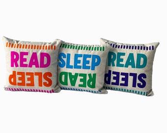 Conundrum Pillow - Read or Sleep / Book Lover Gift / Librarian Gift / Book Themed Gift / Reader Gift / Brightly Colored Throw Pillow