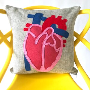 Science Diagram Pillow Heart // Cardiology // Cardiologist // Heart Transplant Gift // Valve Replacement // Bypass // Anatomical Heart image 3