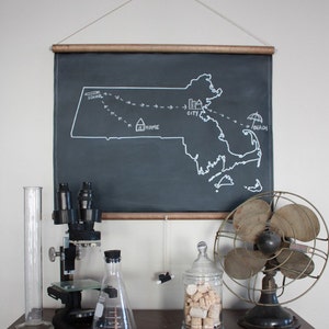 Chalkboard State Map / State Map Gift / State Outline / Moving Away Gift / Custom Map Sign / New York / New Jersey / Massachusetts image 1