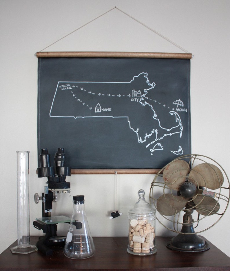 Chalkboard State Map / State Map Gift / State Outline / Moving Away Gift / Custom Map Sign / New York / New Jersey / Massachusetts image 1