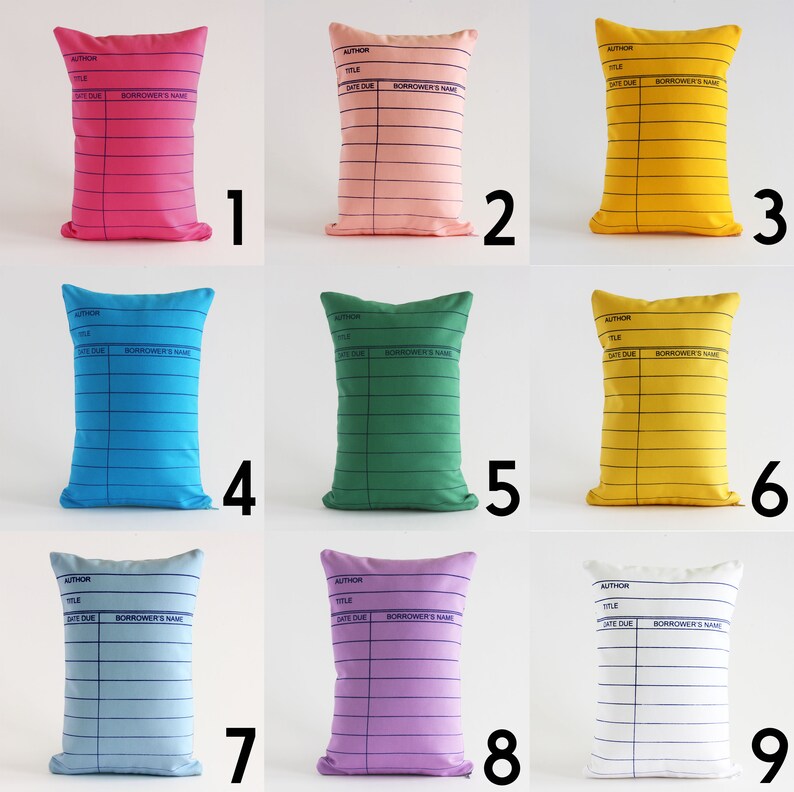 Library Card Pillows // Librarian Gift // Reading // Book 9 - White