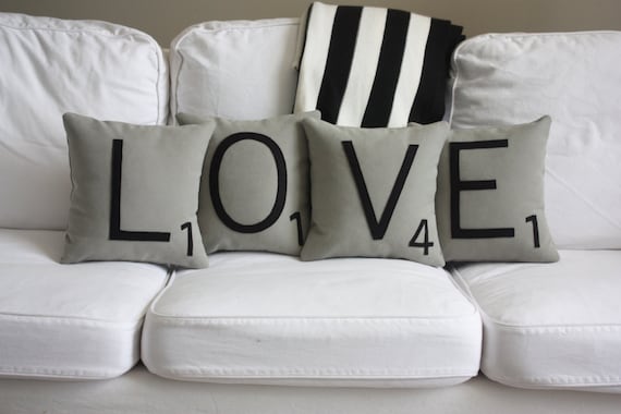 Love Scrabble Pillows Cases Only Scrabble Tile Pillows Etsy