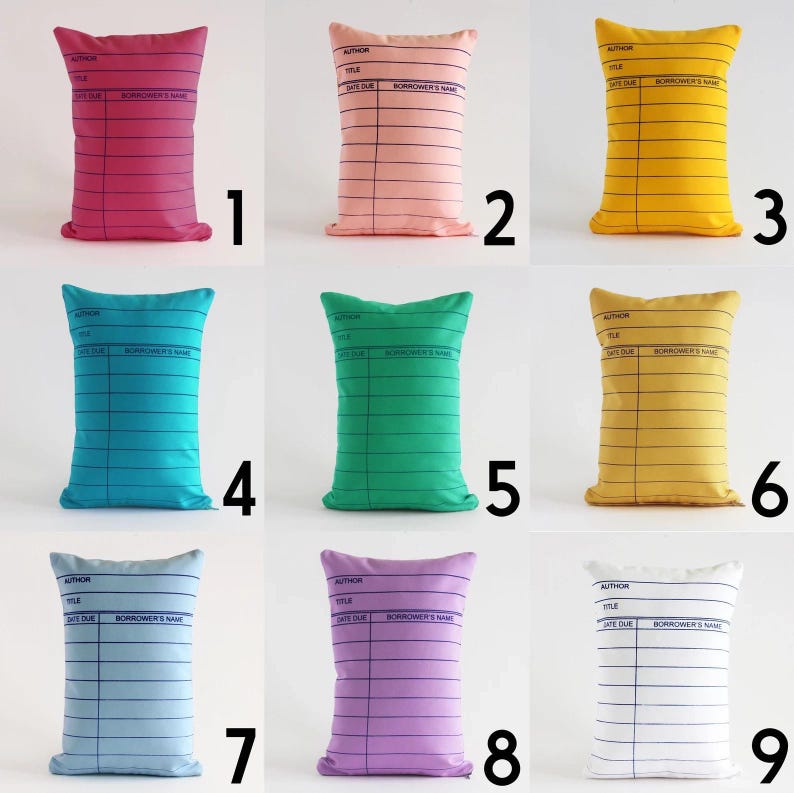 Library Card Pillows // Librarian Gift // Reading // Book Lover // Bookish // Bibliophile // Reader // Bookworm // Best Selling Item image 2