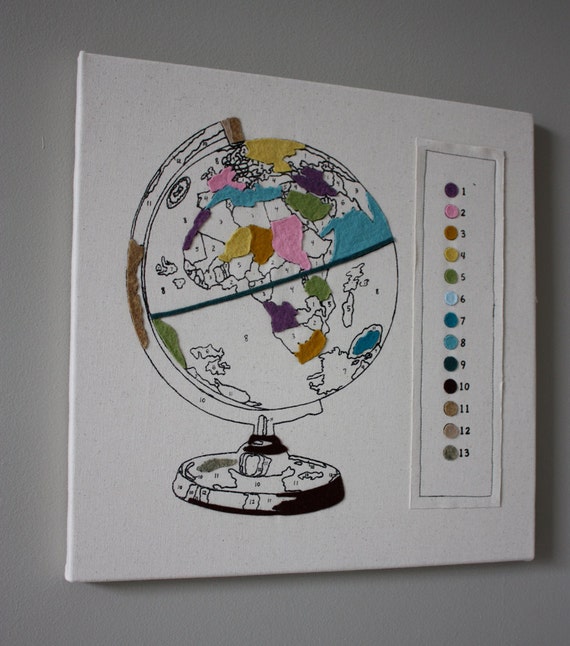 Items similar to PaintByNumber Globe Wall Hanging on Etsy