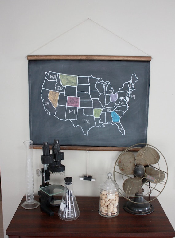 Chalkboard United States Map - SMALL SIZE / Travel Theme Nursery / Adventure Theme Nursery / Homeschooling Supplies / Long Distance Love