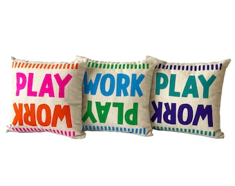 Conundrum Pillow - Play or Work / Housewarming Gift / Decorative Office Pillow / Colorful Pillow / Colorful Home Gift / Office Decoration