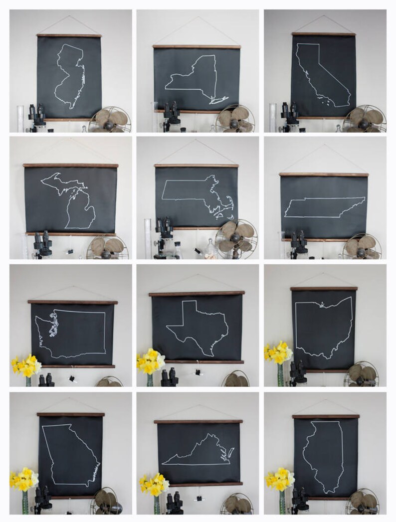 Chalkboard State Map / State Map Gift / State Outline / Moving Away Gift / Custom Map Sign / New York / New Jersey / Massachusetts image 3