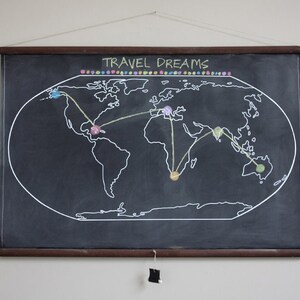 Chalkboard World Map - LARGE SIZE // Travel // World Map // Large World Map // World // Rustic Nursery // Kids Room Decor // World Map Print