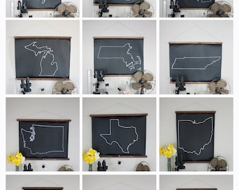 Chalkboard State Maps // Custom State Map Decor // 50 states // Virginia // Utah // Oklahoma // Oregon // New Hampshire // Nevada