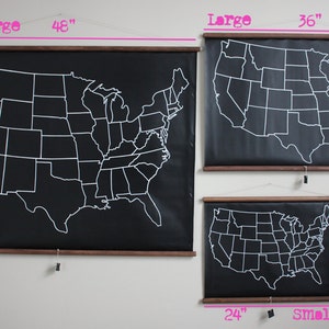 Chalkboard United States Map SMALL SIZE / Travel Theme Nursery / Adventure Theme Nursery / Homeschooling Supplies / Long Distance Love image 3