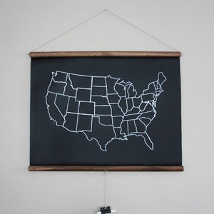 Chalkboard United States Map SMALL SIZE / Travel Theme Nursery / Adventure Theme Nursery / Homeschooling Supplies / Long Distance Love image 2