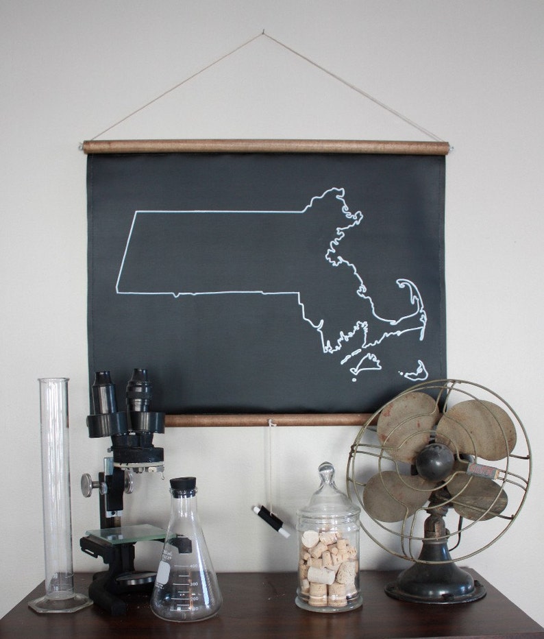 Chalkboard State Map / State Map Gift / State Outline / Moving Away Gift / Custom Map Sign / New York / New Jersey / Massachusetts image 2