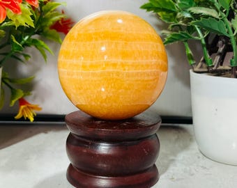 Buy 55 MM Yellow calcite Sphere Polished Metaphysical Healing Crystal