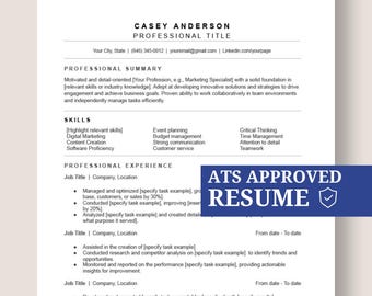 Resume Template | ATS-Friendly Resume | Editable Google Docs | Cover Letter Bundle | Instant Download