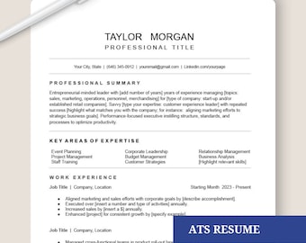 ATS Friendly Resume Template, Cover Letter, Google Docs