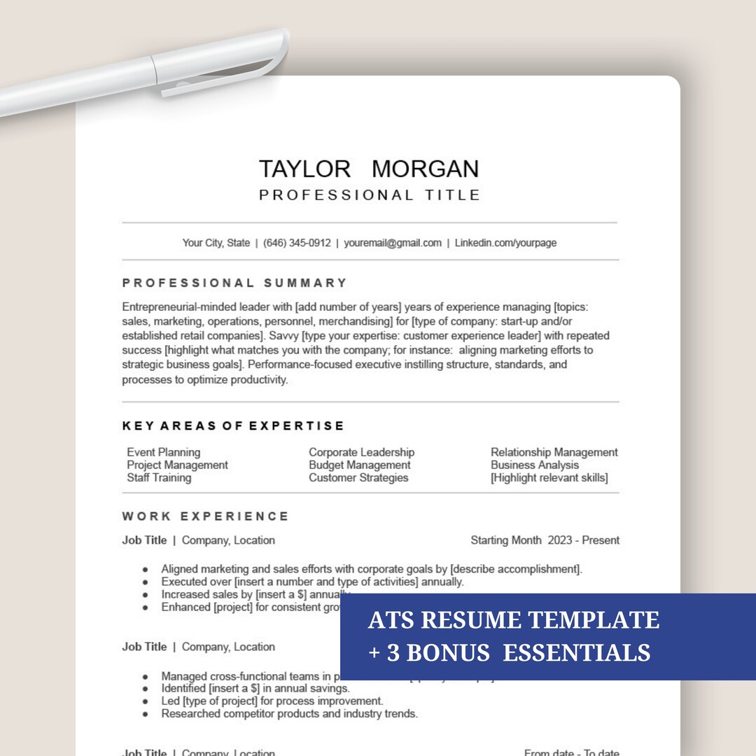 ATS Resume Template Bundle, Cover Letter, References (digital Download ...