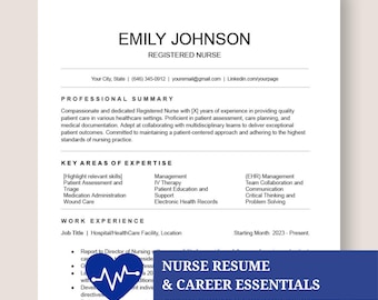 Nurse Resume Bundle, Editable Templates for Word & Google Docs, Nursing Resume Template. Graduation gift