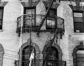 NYC IV - 8x10 paper, traditional black and white photograph, new york city fire escape black and white photography