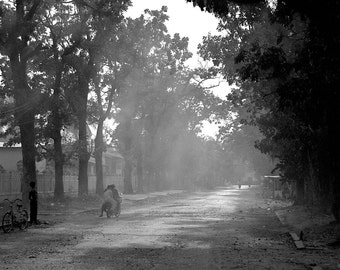 Kampot - 5x7 black and white print in 8x10 mat, cambodia photography, cambodia black and white photo