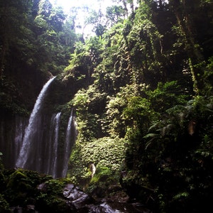 Tiu Kelep Waterfall - 5x7 photo in 8x10 mat, fine art photograph, nature photography, waterfall photograph, home decor, lombok, indonesia