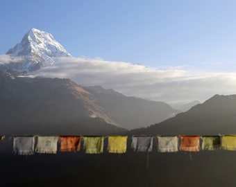 Annapurna Morning - Mountain Photography Color 5x7 Matted Print of Annapurna Region Nepal Fine Art Photography