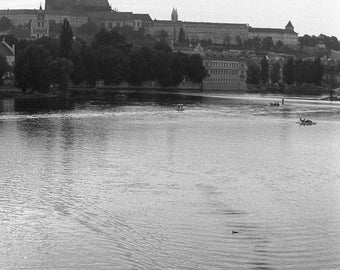 A Lazy Afternoon in Prague - traditional black and white photograph, 8x10 paper, prague black and white photography