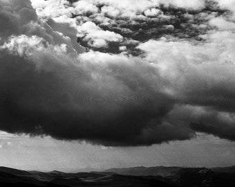 Transylvanian Alps III - 8x10 paper, traditional black and white photograph, mountain photography, Transylvania photography, clouds