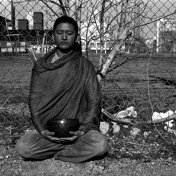 JC - traditional black and white photograph, 8x10 paper, black and white wall art, buddhist art, singing bowl photography