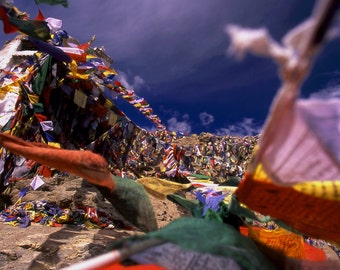 Tibetan Prayer Flags - Ladakh I - 5x7 print in 8x10 mat, fine art photograph, ladakh photography, meditation art, buddhist wall art, yoga