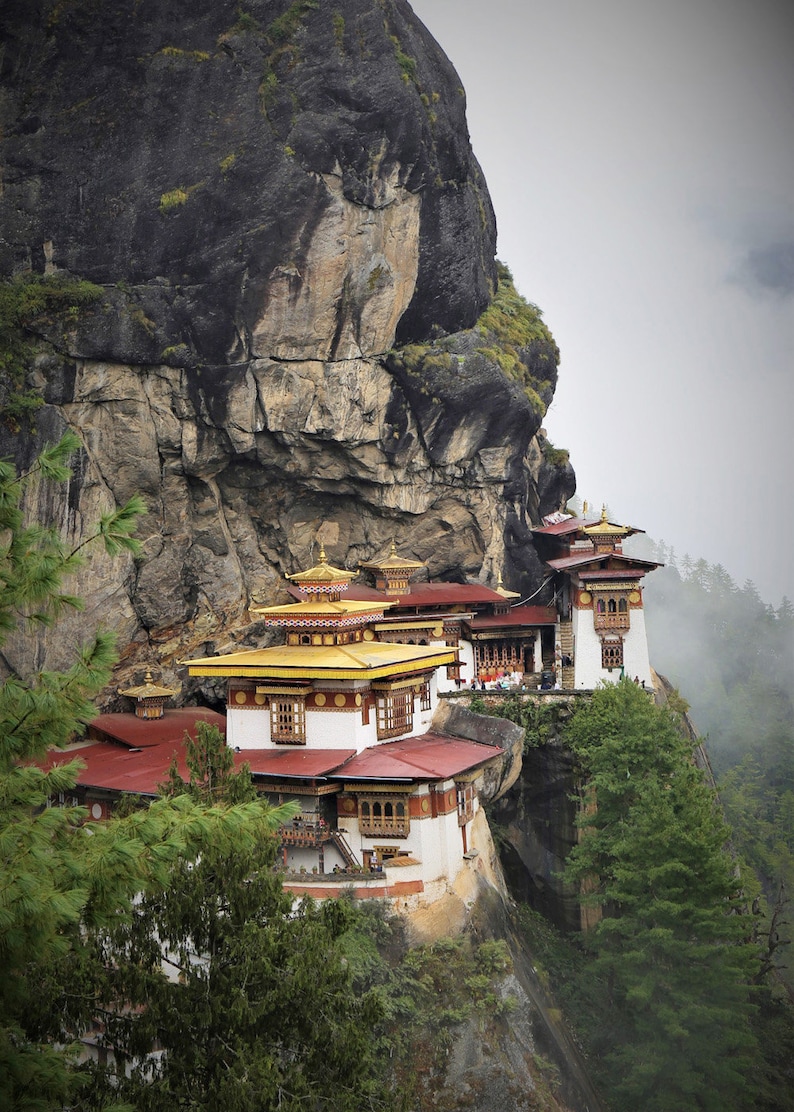 Tiger's Nest Monastery Bhutan 5x7 print in 8x10 mat, Bhutan photography, fine art photograph, buddhist wall art, meditation art, yoga image 1